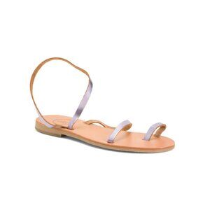 CIEL Metallic Purple Leather Handmade Daytona Toe Ring Sandals